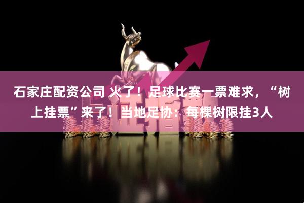 石家庄配资公司 火了！足球比赛一票难求，“树上挂票”来了！当地足协：每棵树限挂3人