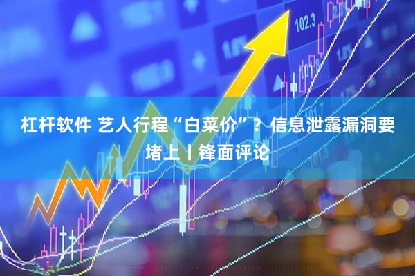 杠杆软件 艺人行程“白菜价”？信息泄露漏洞要堵上丨锋面评论