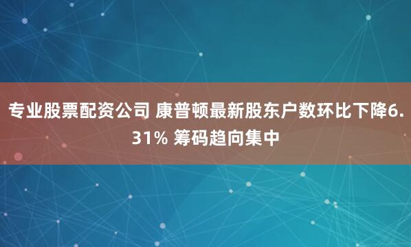 专业股票配资公司 康普顿最新股东户数环比下降6.31% 筹码趋向集中